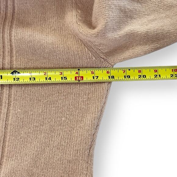 BCBG MAXAZRIA Tan Knit Button Up Belted Hooded Cardigan Sweater Size S Lambswool - Picture 6 of 10